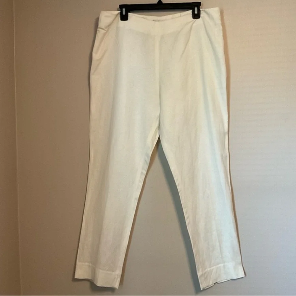 ZOEY Womens White Linen Blend Cropped‎ Pants Size 14